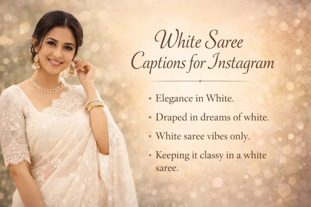 White Saree Captions for Instagram