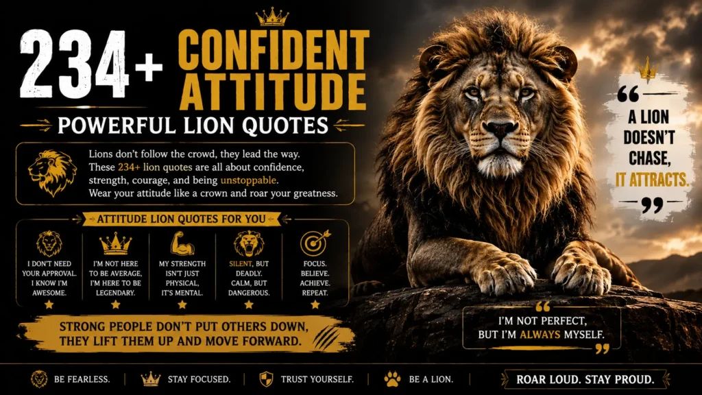 Confident Attitude Powerful Lion Quotes