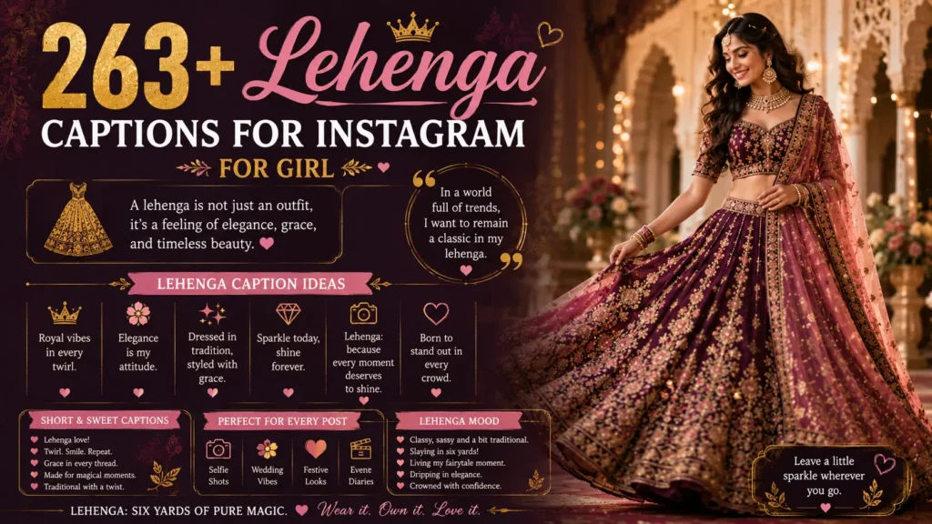 Lehenga Captions for Instagram for Girl
