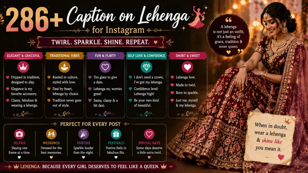 caption on lehenga for instagram